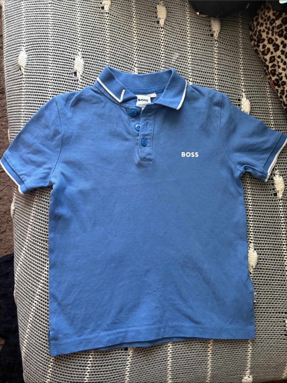 Boss Blue Polo with White Trim for Kids